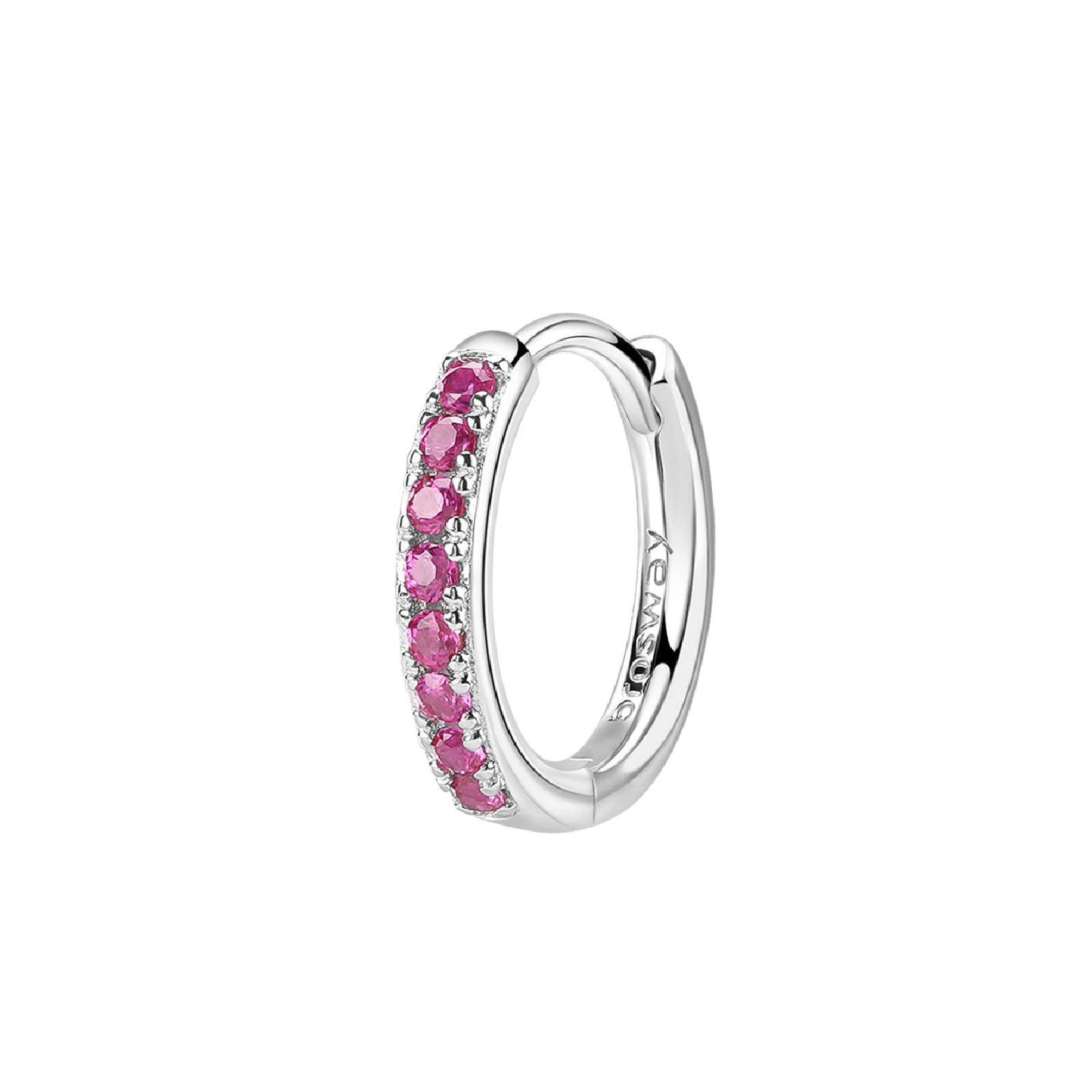 Orecchino cerchio donna Brosway Fancy in argento 14 mm con zirconi rossi FPR85-1
