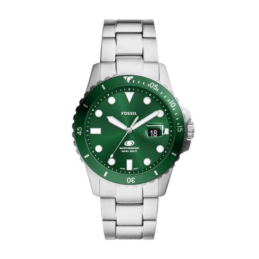 Orologio uomo solo tempo Fossil Blue Dive acciaio, verde, datario, cassa 42mm FS6033-1