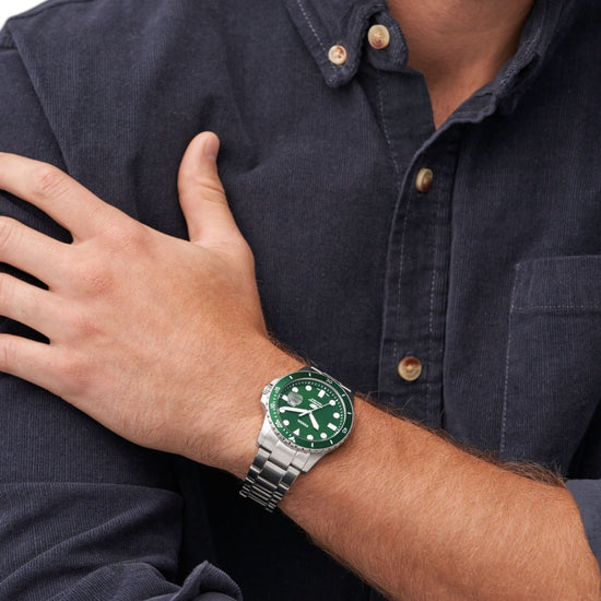 Orologio uomo solo tempo Fossil Blue Dive acciaio, verde, datario, cassa 42mm FS6033-4