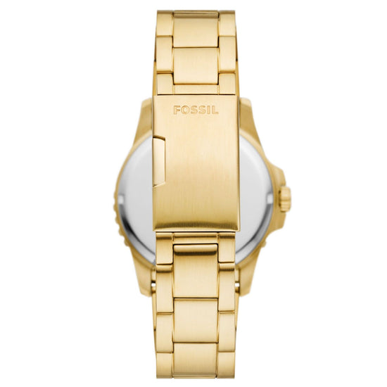 Orologio uomo solo tempo Fossil Blue Dive acciaio oro, nero, datario e cassa 42mm FS6035-2
