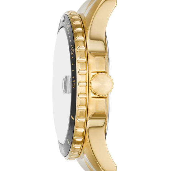 Orologio uomo solo tempo Fossil Blue Dive acciaio oro, nero, datario e cassa 42mm FS6035-3