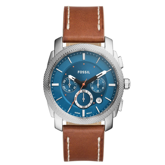 Orologio crono uomo Fossil Machine in acciaio e pelle marrone 42mm FS6059-1