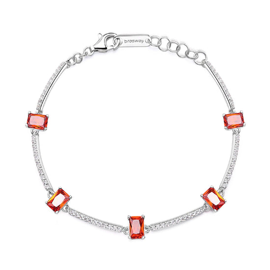 Bracciale tennis donna Brosway Fancy in acciaio con zirconi bianchi e arancioni FVO05-1