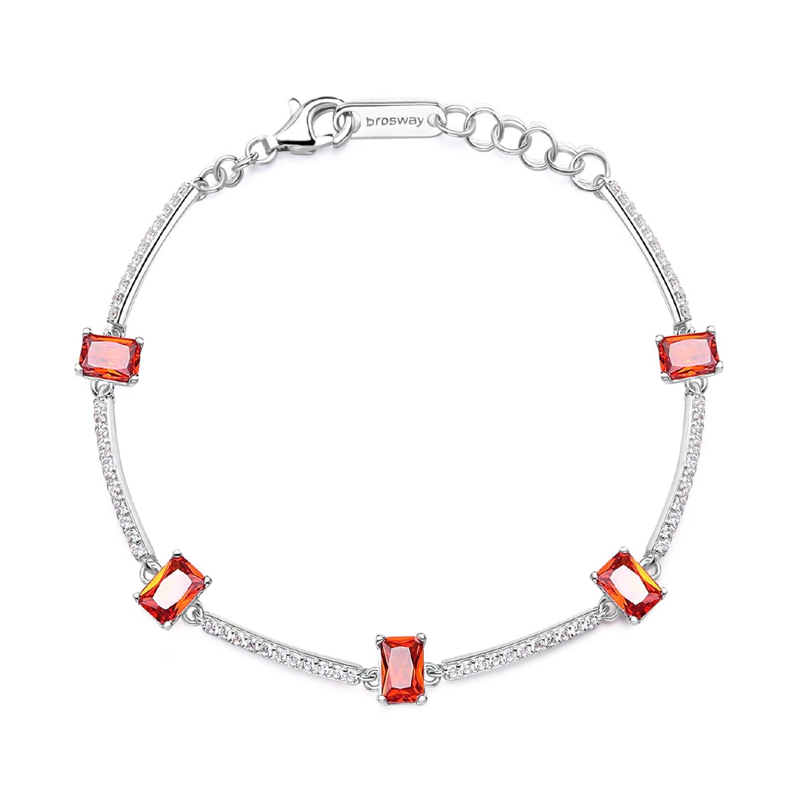 Bracciale tennis donna Brosway Fancy in acciaio con zirconi bianchi e arancioni FVO05-1