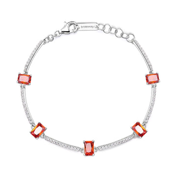Bracciale tennis donna Brosway Fancy in acciaio con zirconi bianchi e arancioni FVO05-1
