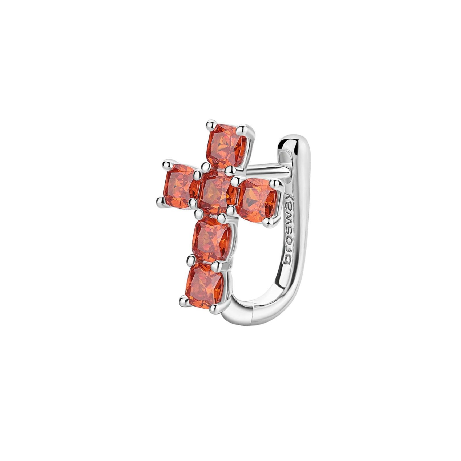 Orecchino lobo donna Brosway Fancy in argento con croce di zirconi arancioni FVO13-1