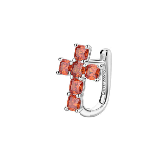 Orecchino lobo donna Brosway Fancy in argento con croce di zirconi arancioni FVO13-1