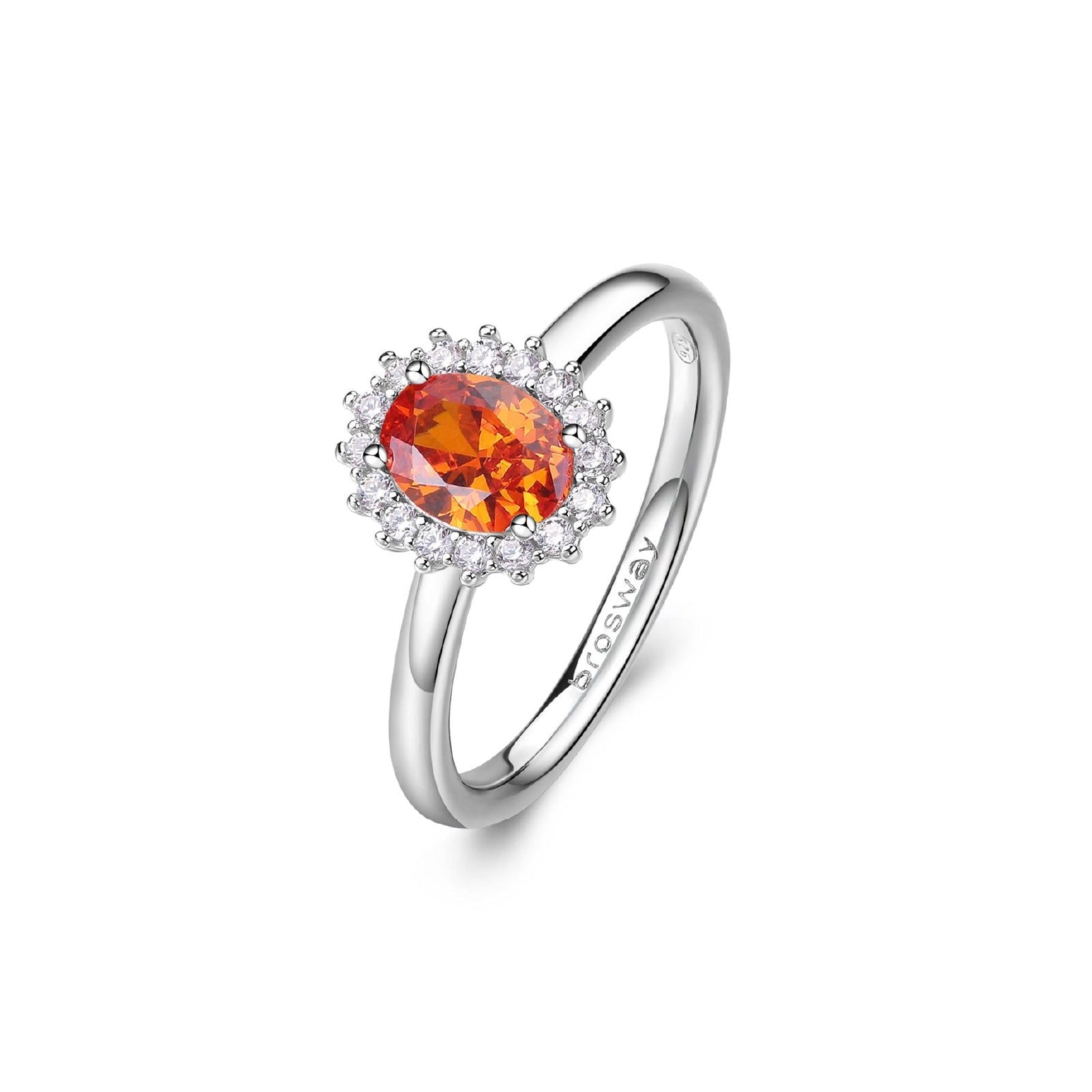 Anello donna Brosway Fancy in argento con zirconi bianchi e uno arancione FVO19-1