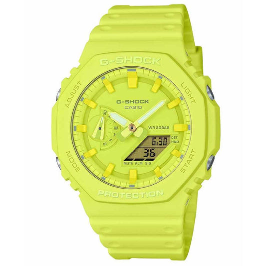 Orologio digitale analogico uomo Casio G-Shock resina giallo fluo 48x45mm GA-2100-9A9ER-1