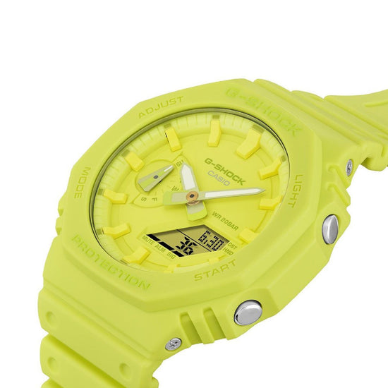 Orologio digitale analogico uomo Casio G-Shock resina giallo fluo 48x45mm GA-2100-9A9ER-3