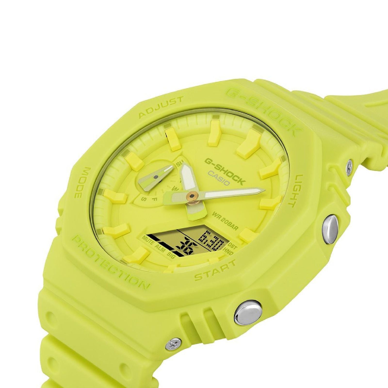 Orologio digitale analogico uomo Casio G-Shock resina giallo fluo 48x45mm GA-2100-9A9ER-3