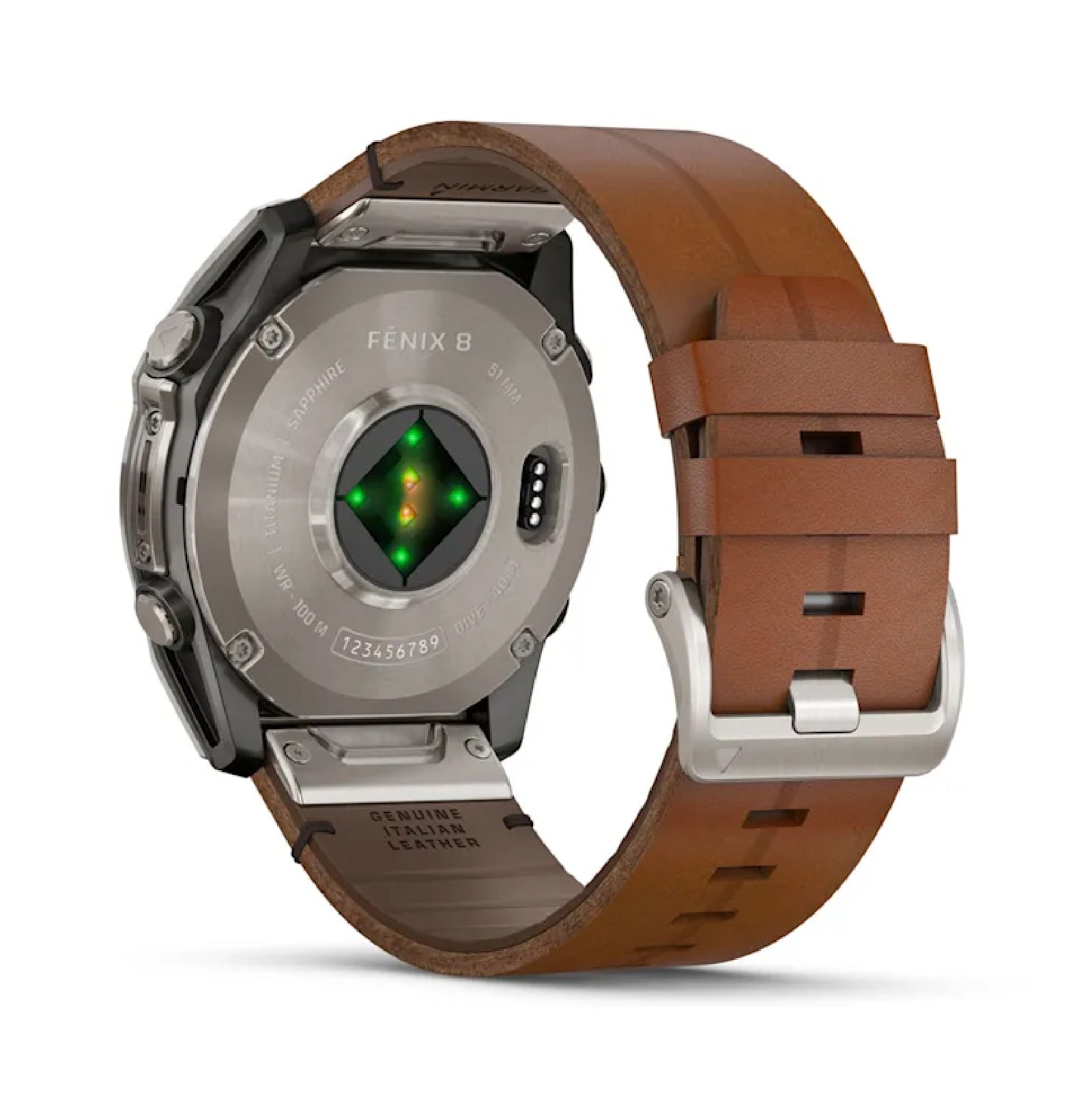 Smartwatch Garmin in titanio con cinturino in pelle Chestnut MISURA UNICA