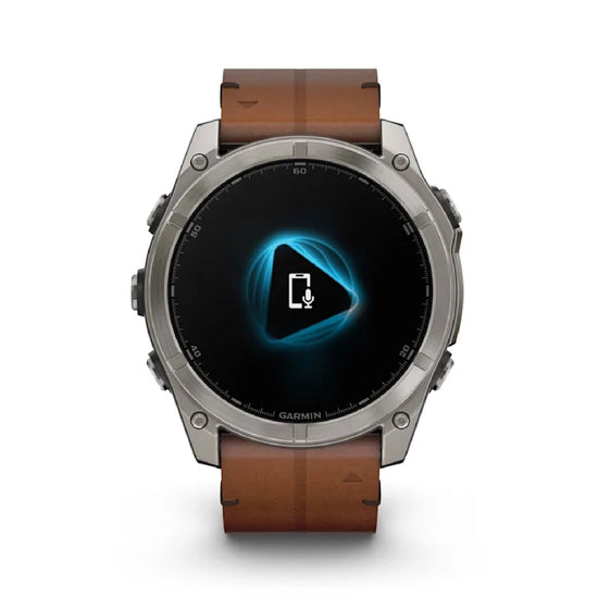 Smartwatch Garmin in titanio con cinturino in pelle Chestnut MISURA UNICA