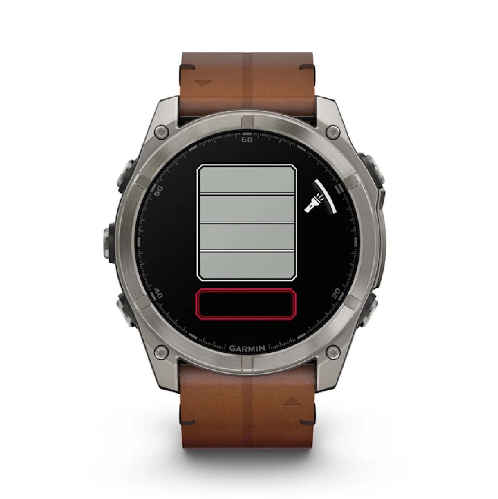 Smartwatch Garmin in titanio con cinturino in pelle Chestnut MISURA UNICA