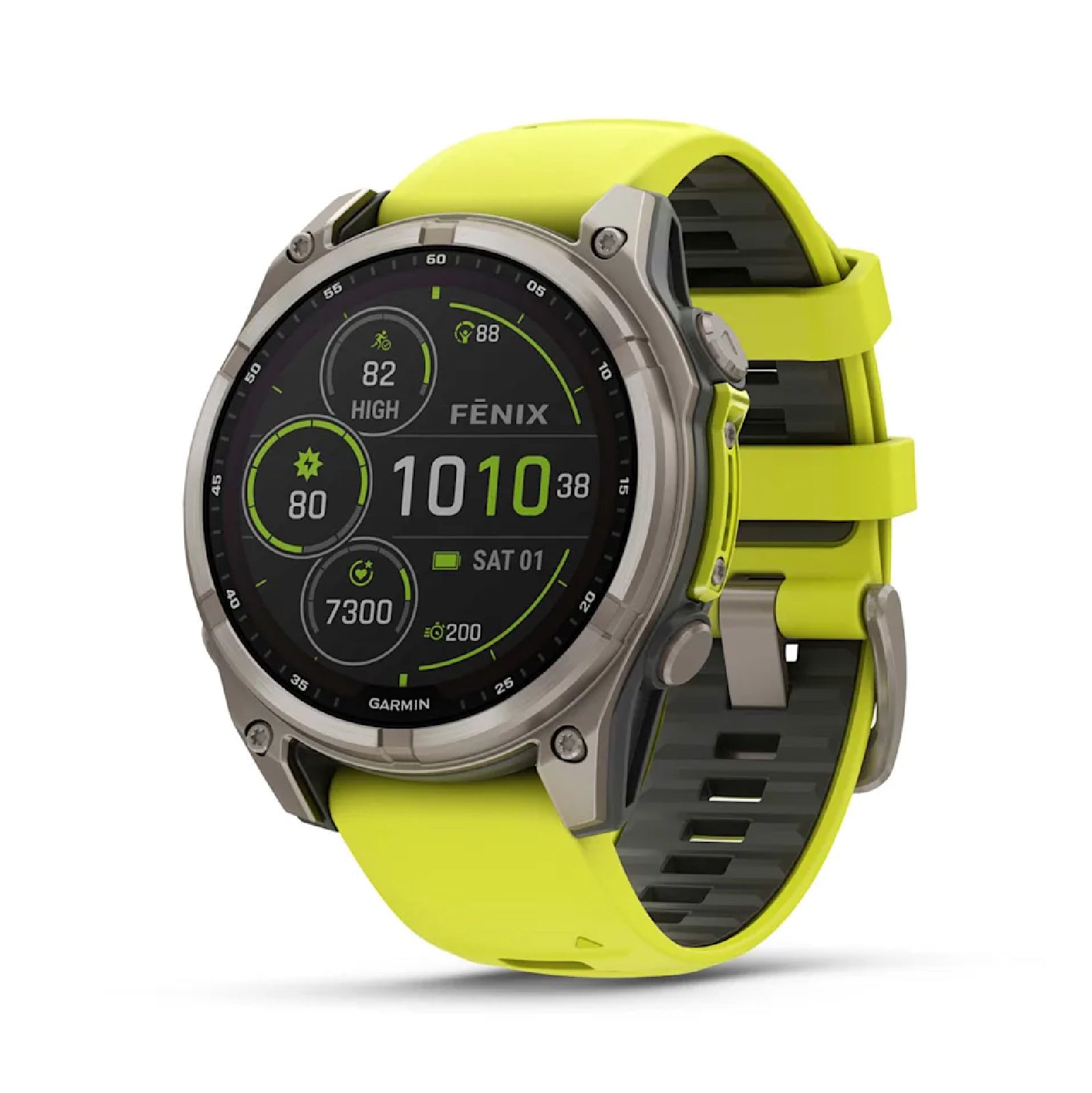 Smartwatch Garmin in titanio con cinturino in silicone giallo MISURA UNICA