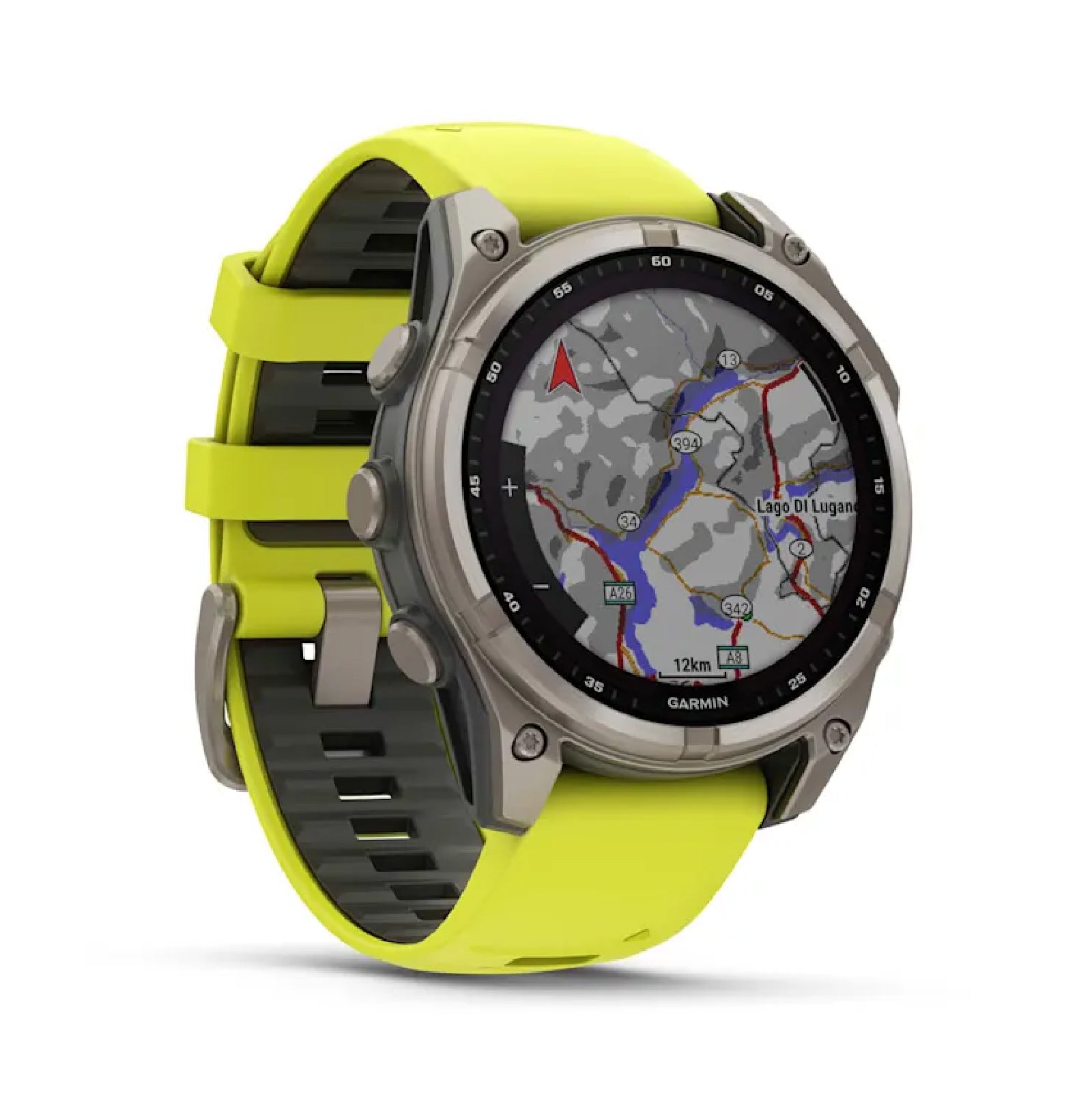 Smartwatch Garmin in titanio con cinturino in silicone giallo MISURA UNICA