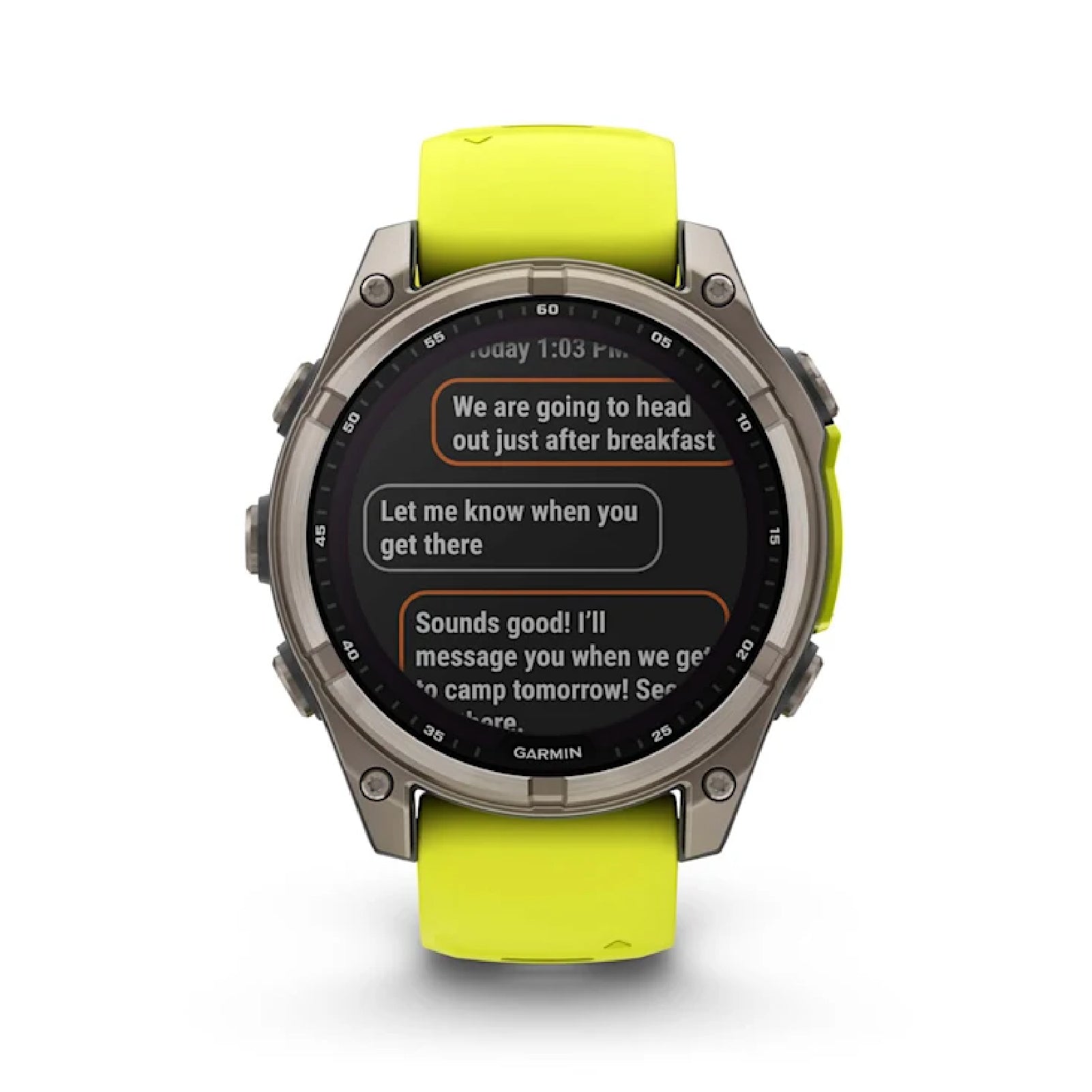 Smartwatch Garmin in titanio con cinturino in silicone giallo MISURA UNICA