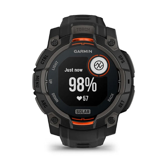 Smartwatch Garmin Instinct silicone nero dettagli arancioni MISURA UNICA