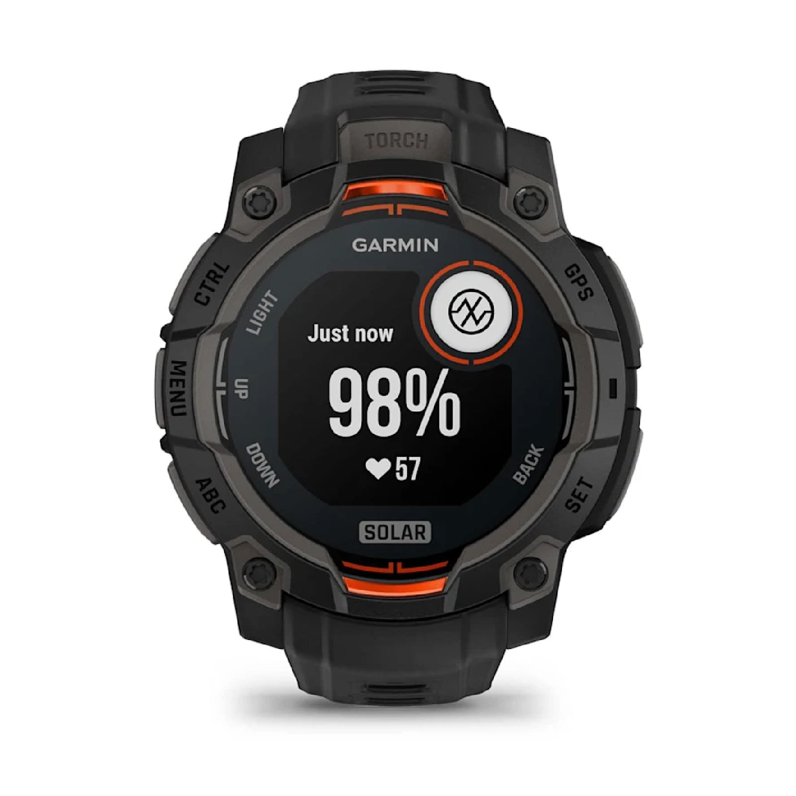 Smartwatch Garmin Instinct silicone nero dettagli arancioni MISURA UNICA