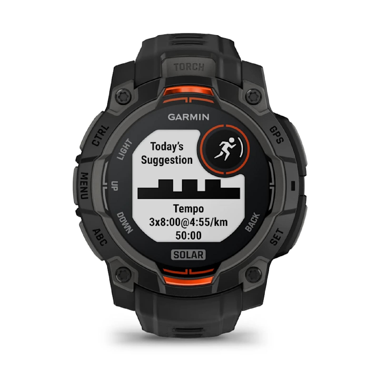 Smartwatch Garmin Instinct silicone nero dettagli arancioni MISURA UNICA