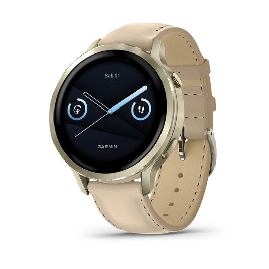Smartwatch Garmin Venu 4 con cinturino in pelle light sand MISURA UNICA