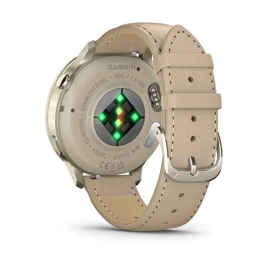 Smartwatch Garmin Venu 4 con cinturino in pelle light sand MISURA UNICA