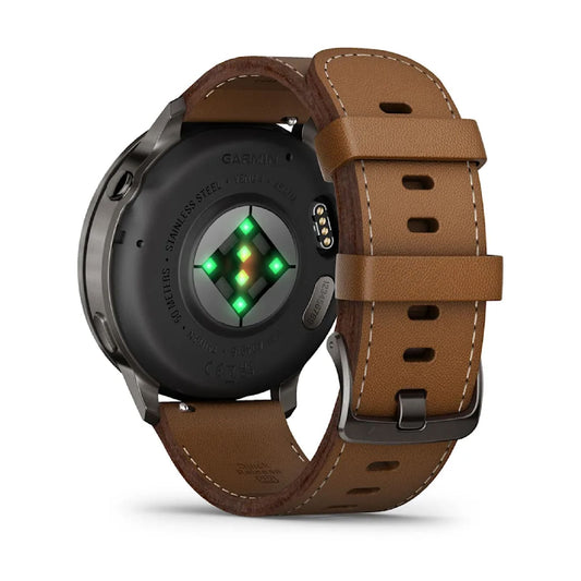 Smartwatch Garmin Venu 4 con cinturino in pelle marrone MISURA UNICA