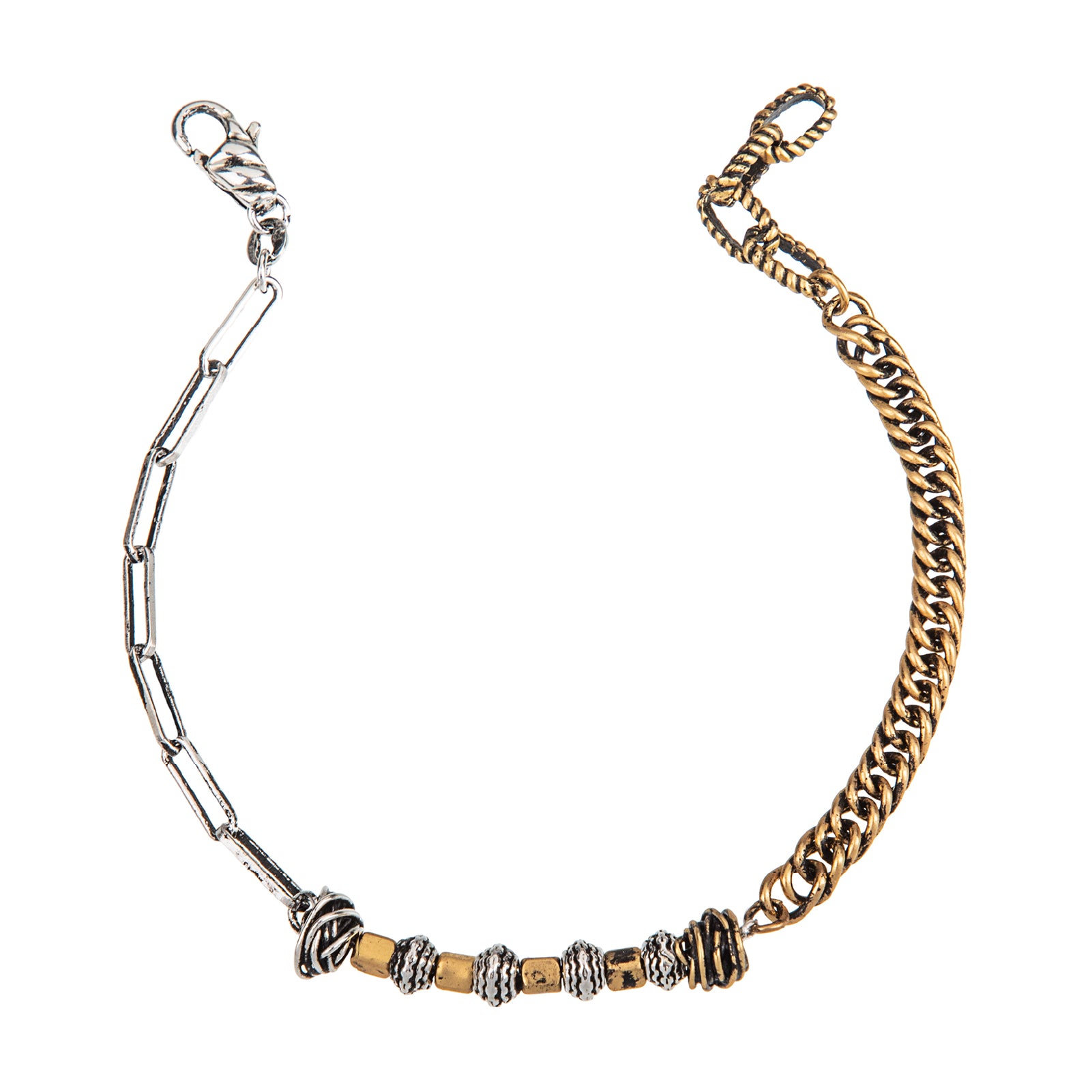 Bracciale uomo Giacomo Burroni argento 925 corda e pepite Regolabile 19-21 cm