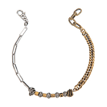 Bracciale uomo Giacomo Burroni argento 925 corda e pepite Regolabile 19-21 cm
