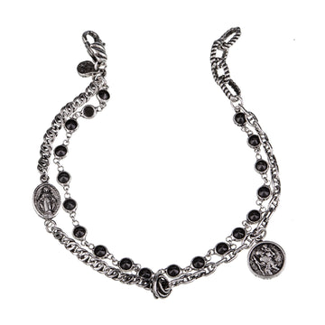 Bracciale rosario uomo Giacomo Burroni argento e pendente Regolabile 19-21 cm