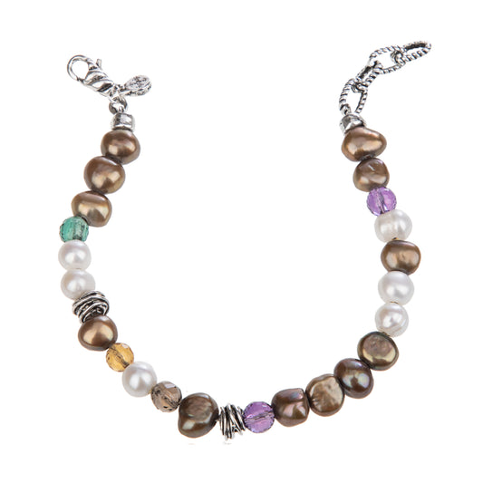Bracciale uomo Giacomo Burroni argento con pietre viola Regolabile 19-21 cm