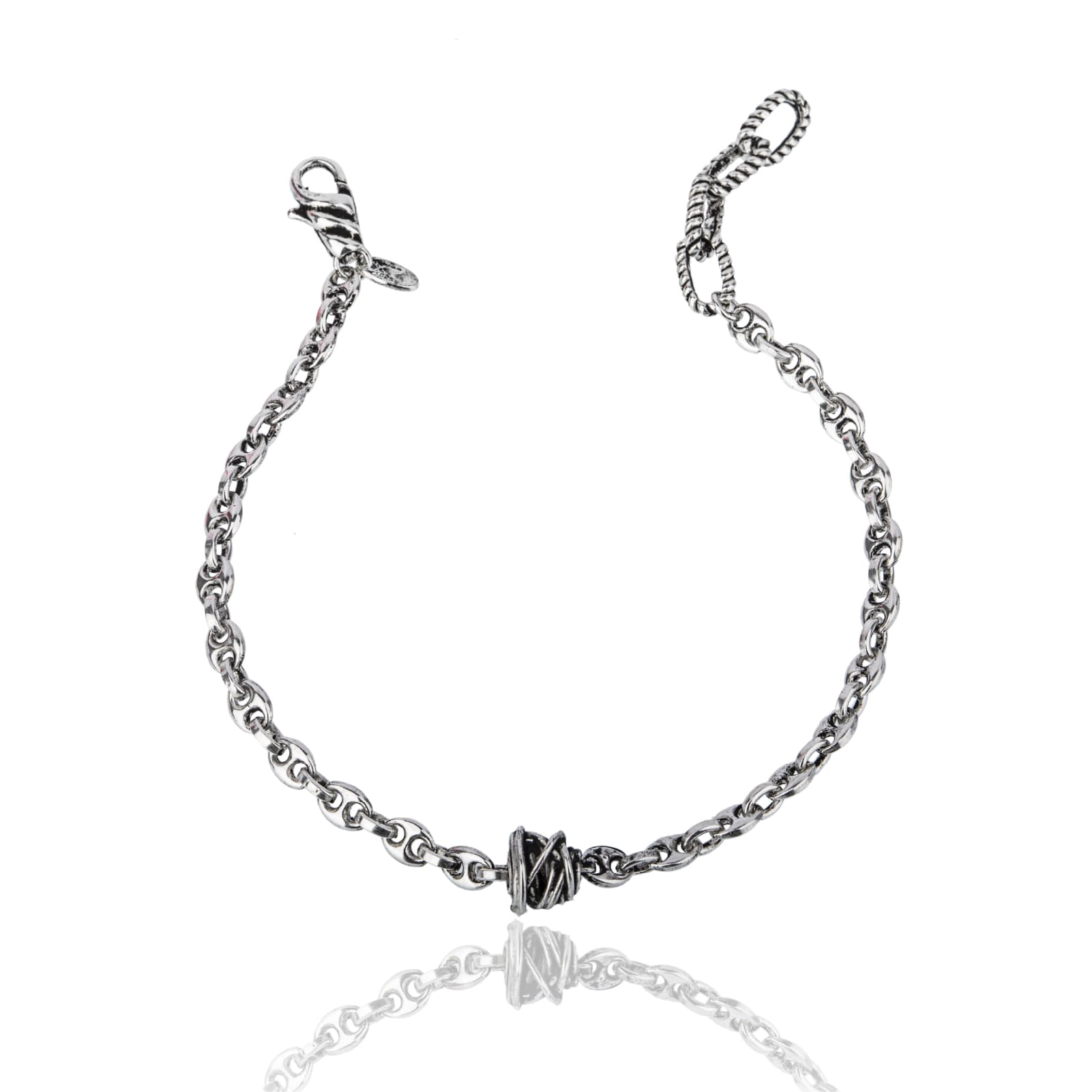 Bracciale Giacomo Burroni in argento con maglie marine Regolabile 19-21 cm