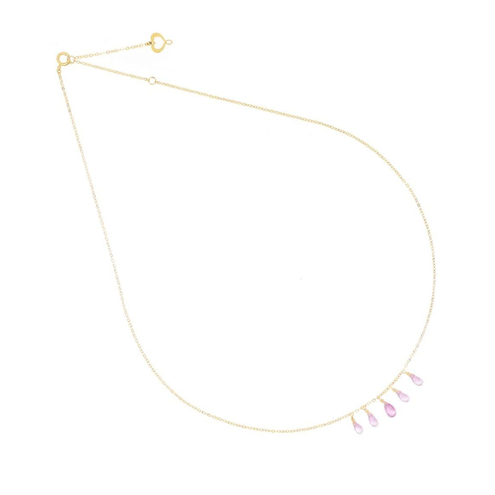 Collana donna Maman et Sophie Aurum oro giallo 5 gocce di zaffiro rosa GCDRP5ZR-1