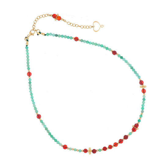 Collana donna Maman et Sophie Mia Africa argento oro smeraldi e corniole GCISF2SMCO