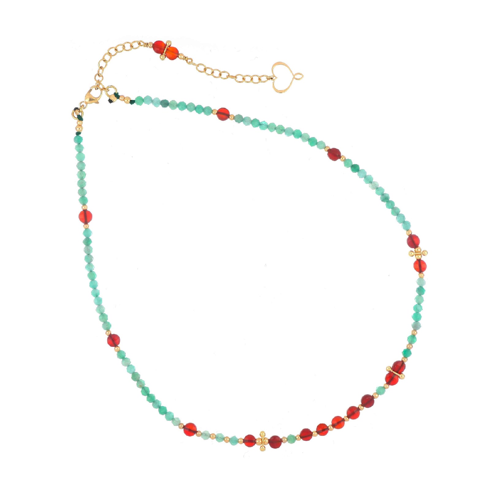 Collana donna Maman et Sophie Mia Africa argento oro smeraldi e corniole GCISF2SMCO
