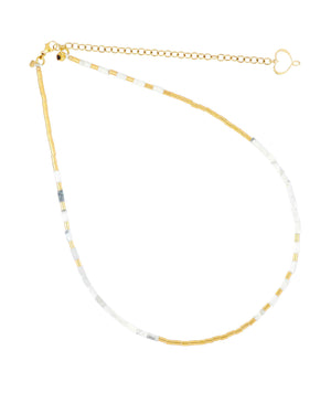 Collana girocollo da donna Maman et Sophie Mia Africa in argento 925 dorato con elementi in aulite bianca e tubicini GCMAFAB