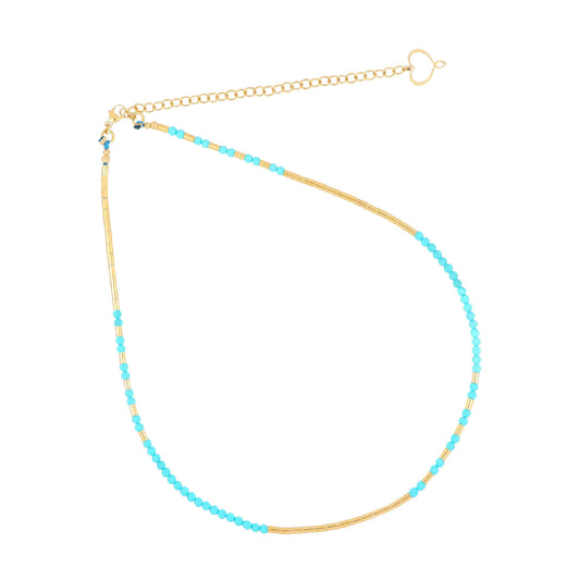 Collana donna Maman et Sophie Mia Africa tubicini argento dorato con turchese GCMAFTU