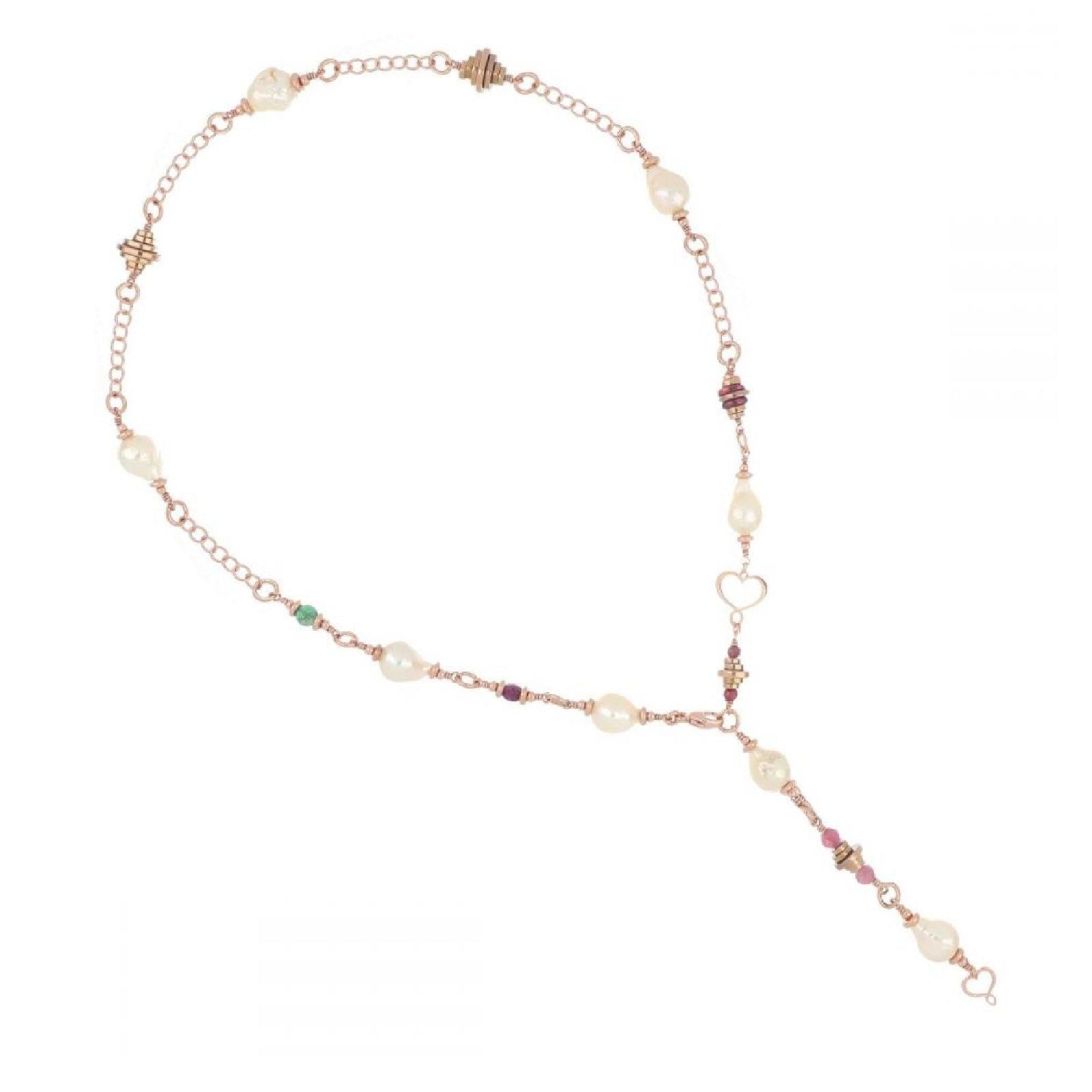 Collana donna Maman et Sophie perle, Smeraldo, Rubino, Granato,Tormalina GCPESCT-1