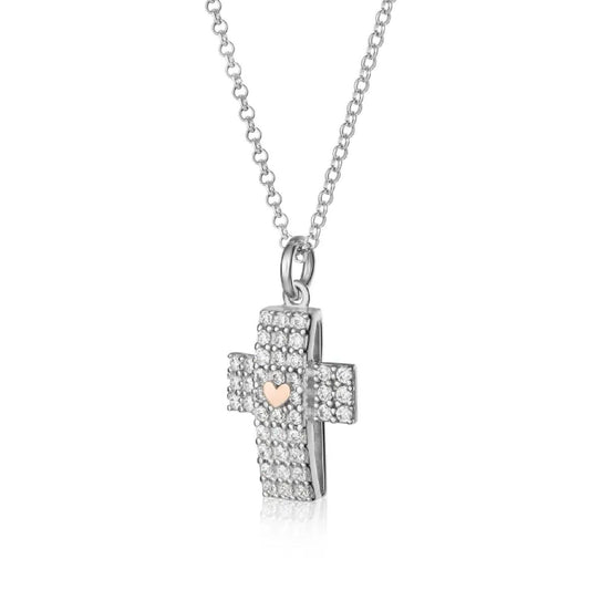 Collana donna Roberto Giannotti Microlighting in argento croce di zirconi e cuore GIA446-1