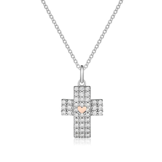 Collana donna Roberto Giannotti Microlighting in argento croce di zirconi e cuore GIA446-2