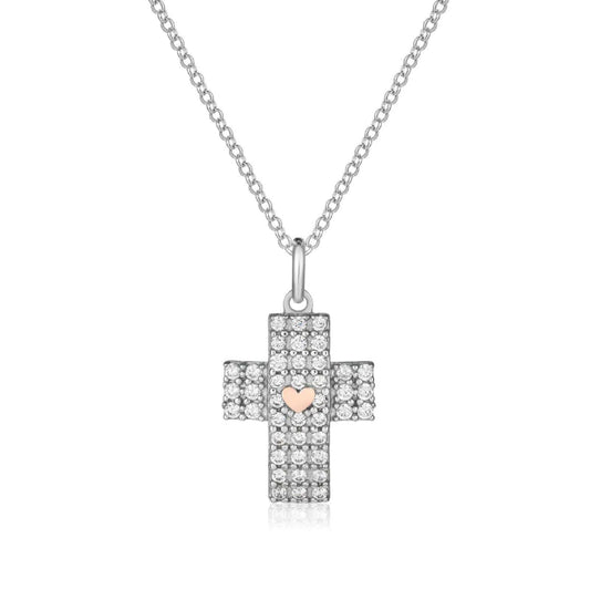 Collana donna Roberto Giannotti Microlighting in argento croce di zirconi e cuore GIA446-2