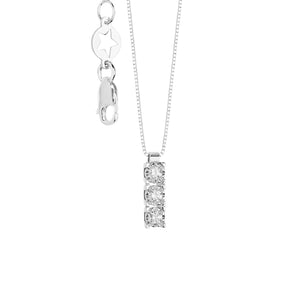 Collana trilogy Comete Punti Luce da donna oro bianco 750 con ciondolo impreziosito da tre diamanti di carati 0,09, G e SI GLB1631