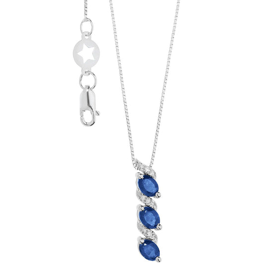 Collana Comete Vittoria donna oro bianco e diamanti di carati 0,04 e zaffiri GLB1637-1