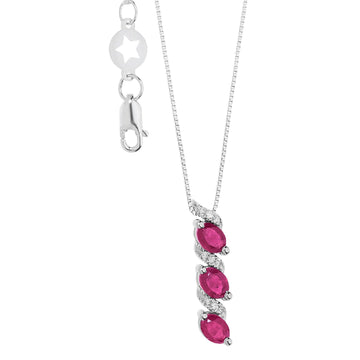 Collana Comete Vittoria donna oro bianco e diamanti di carati 0,04 e rubini GLB1638-1