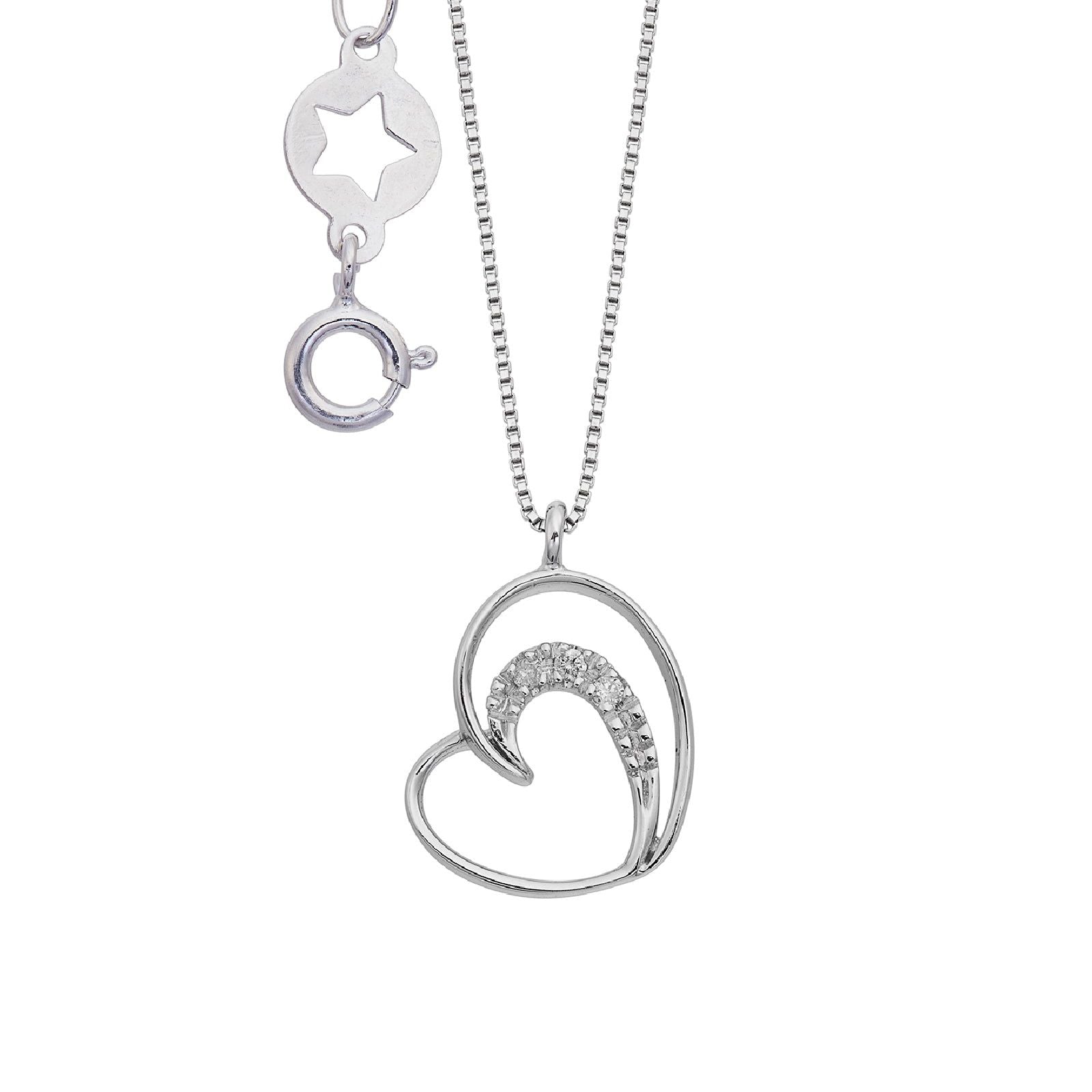 Collana donna Comete Cuori oro bianco cuore e diamanti di carati 0,01, G e SI GLB1648-1