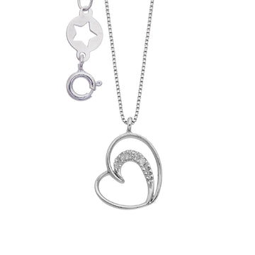 Collana donna Comete Cuori oro bianco cuore e diamanti di carati 0,01, G e SI GLB1648-1