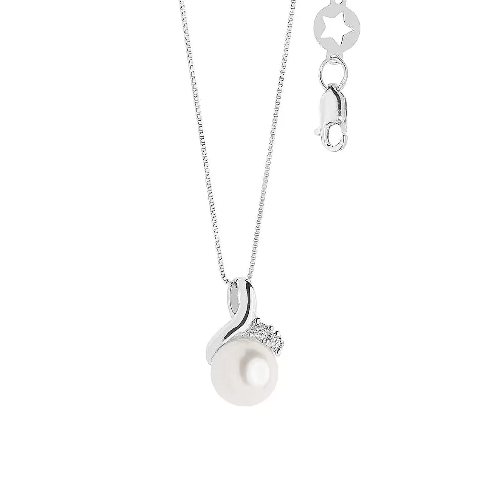 Collana donna Comete Perle d'Amore oro bianco con perla e diamanti 0,015ct GLP610-1