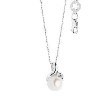 Collana donna Comete Perle d'Amore oro bianco con perla e diamanti 0,015ct GLP610-1