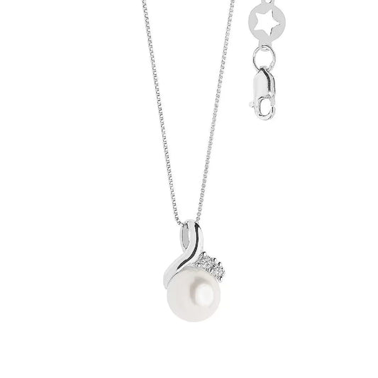 Collana donna Comete Perle d'Amore oro bianco con perla e diamanti 0,015ct GLP610-1