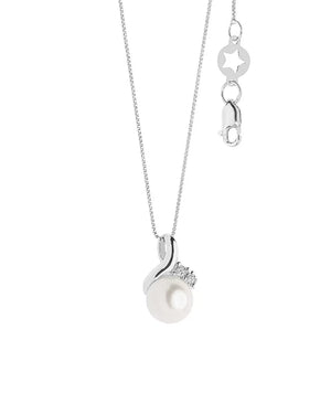 Collana girocollo da donna Comete Perle d'Amore in oro bianco 18kt con perla Ø 7/7,5 e due diamanti di 0,015ct GLP610